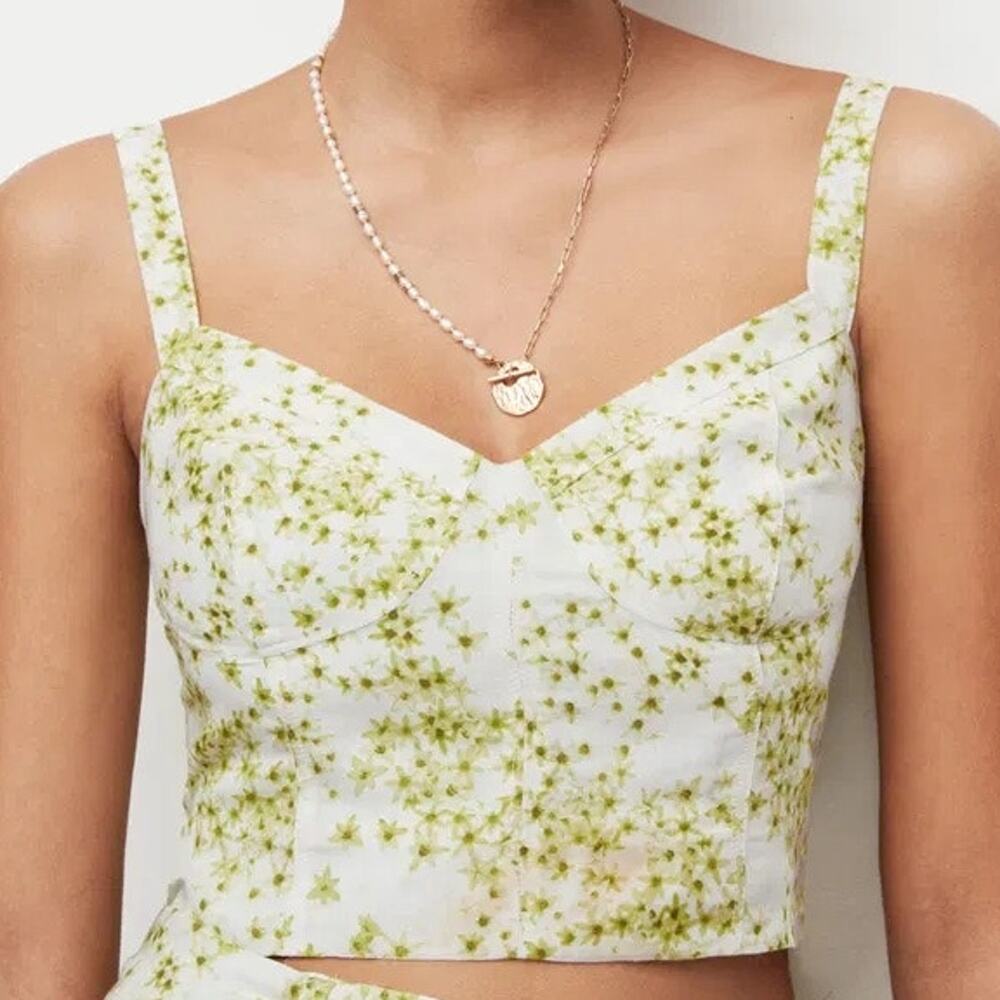 All Saints Women’s 12 Cassia Amanzi Tank Linen Blend Bra Top Cropped Sleeveless